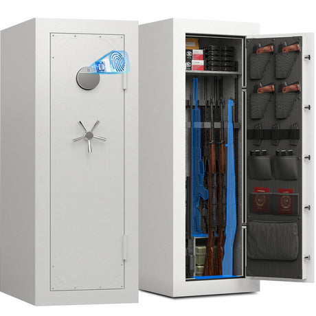 KAER Fireproof 20 Gun Safe with Biometric & Backlit Keypad | 45 Min 1400°F Protection | 5+2 Steel Locking Bolts for Home Defense Firearm & Ammo Storage for Home Defense Firearm & Ammo Storage KAER