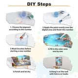 EOBROMD Framed Paint by Numbers Kits for Adults Seaview, DIY Landscape Acrylic Paint by Number on Stretched Canvas, Painting Kits Adults Oil Paint by Numbers for Home Decor 12x16inch EOBROMD