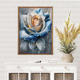 MEIYUDA Rose Diamond Painting Kits for Adults, 5D Blue Flowers Diamond Art Kits for Beginners, Floral DIY Gem Art Crystal Painting for Home Wall Decor Gift 12x16in MEIYUDA