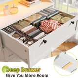 EnHomee Dresser for Bedroom, Modern White Dresser with LED Light, Tall Dresser with 5 Large Wood Drawers for Closet Organizers and Storage Clothes, Chests of Drawers for Closet, Entryway EnHomee