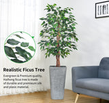 HAIHONG 2Packs 4FT Artificial Ficus Tree, Fake Plants with Sturdy Plastic Nursery Pot,Faux Ficus Trees for Home Office Living Room Indoor Outdoor Decor Perfect Housewarming Gift (4FT-2Packs) HAIHONG
