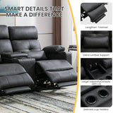 GUEAPY 68" Power Reclining Loveseat with Heat & Massage, Wall Hugger Double Reclining Sofa with Console, Cup Holders & Storage, Power Recliner Couch for Camper, Trailer, RV, Home Theater Living Room GUEAPY