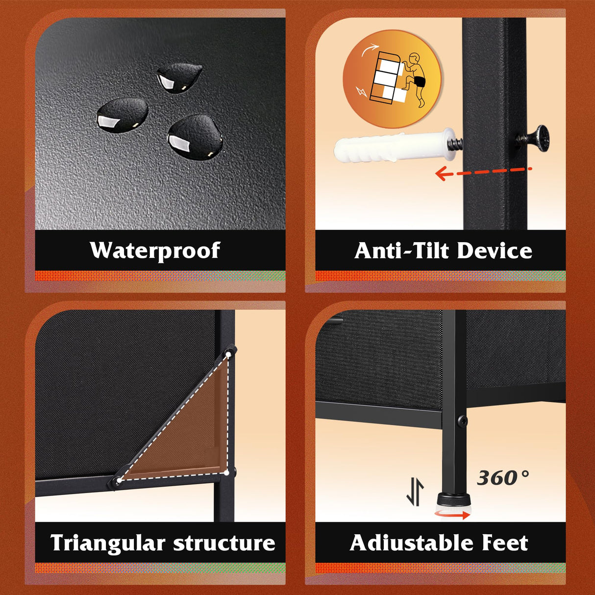 WLIVE Black Dresser TV Stand for Bedroom with Charging Station and Open Shelves, Fabric Dresser with 8 Drawers and Wood Top, Wide Storage Chest of Drawers for Living Room, Hallway WLIVE