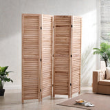 HFYee 4 Panel Solid Wood Folding Room Divider Privacy Screen Partition Room Dividers Folding Divider for Room Separation Freestanding Room Screen Divider, Natural HFYee