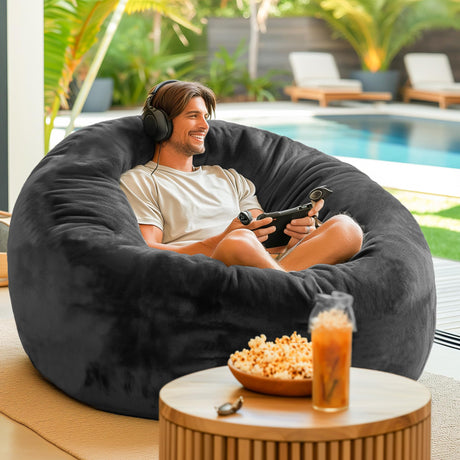 Codi Bean Bag Chair with Filler Included, 4 FT - Comfy Large Beanbag Chairs for Adults - Machine Washable and Soft Mink Bonded Cover - Charcoal Grey, 4ft Codi