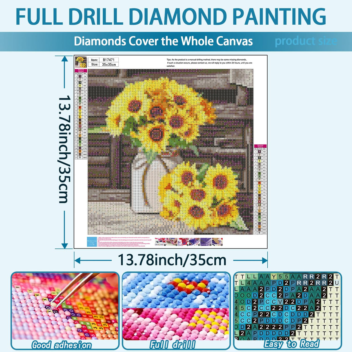 TOPMCYSG Sunflower Flowers Diamond Art Kits for Adults,Round 5D Diamond Painting Kits for Beginners,DIY Full Drill Diamond Dots Paintings Picture Floral Gem Art and Crafts Home Wall Decor 13.8x13.8 in TOPMCYSG