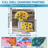 TOPMCYSG Sunflower Flowers Diamond Art Kits for Adults,Round 5D Diamond Painting Kits for Beginners,DIY Full Drill Diamond Dots Paintings Picture Floral Gem Art and Crafts Home Wall Decor 13.8x13.8 in TOPMCYSG