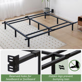 King Metal Bed Frame, 7 Inch Low Heavy Duty Platform Bed Frames King Size for Box Spring and Mattress, Easy Assembly, Noise-Free, Adjustable, Black Mashomdec