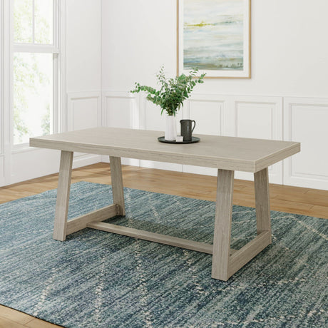 Plank+Beam 72 Inch Farmhouse Dining Table, Solid Wood Rustic Kitchen Table, Large Wooden Rectangular Dinner Table for Dining Room, Home Office, Living Room Furniture, Easy Assembly, Seashell Wirebrush Plank+Beam