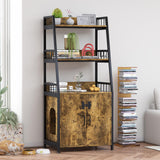 Katrawu Litter Box Enclosure with Shelves, Hidden Cat Enclosure Furniture,2-in-1 Tall Cat Litter Box Cabinet,Cat Washroom with Free Cat Scratch Pad,Rustic Brown 52in H Katrawu