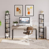 HOOBRO Industrial 6-Tier Corner Shelf – Stylish Black Wall Bookshelf for Small Spaces HOOBRO