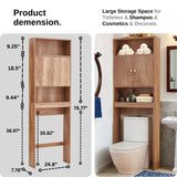 Tydaris Over The Toilet Storage Cabinet - Wood Over Toilet Bathroom Cabinet with Adjustable Shelf and Double Doors, Bathroom Space Saver Organizer, Taller Free Standing Toilet Rack, Brown Tydaris