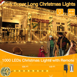 Ollny Christmas Lights 1000 LED 330 FT, IP67 Waterproof Plug in Christmas Tree Lights with Remote, 8 Modes, 3 Timers, Dimmable, House Xmas Indoor Decorations Outdoor Christmas Lights (Warm White) Ollny