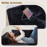 POUUIN 104" L-Shape Modular Sectional Sofa Couch - Comfy Upholstered Cloud Couch for Living Room - Modern Minimalist Couch,Deep Seat,No Assembly Required (Black,Plush Corduroy, Left Facing Chaise) POUUIN