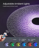 VASAGLE Bar Table, Round Cocktail Table with Multi-Colored Lights and Glass Top, Large Steel Base, 41.3 Inches Tall Pub Table for Kitchen, Bistro, Parties, Cloud White and Ink Black VASAGLE