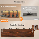 Dseap Coat Rack Wall Mounted - Heavy Duty Farmhouse Rustic Wall Coat Hanger With 5 Wire Hooks for Clothes Hat Jacket Towel, RusticWire, G25A, Weathered Brown & Black Dseap