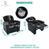 Naomi Home Suri Kids Recliner Chair with Cup Holder & Footrest, Black Chenille - Cozy Lounge for Toddlers & Children Naomi Home