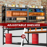 Fesbos 8000LBS Metal Steel Storage Shelves - 68" W Black 4 Tier Heavy Duty Rack Commercial Industrial Shelving with Adjustable Shelf for Basement Garage Warehouse - 68" W x 24" D x 63.4" H Fesbos