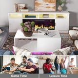 COSVALVE Modern White LED Coffee Tables for Living Room with Drawer & 16-Color LED Lights, Rectangle Living Room Sofa Table with Ample Storage Space(23.6" D x 43.3" W x 15.7" H) COSVALVE