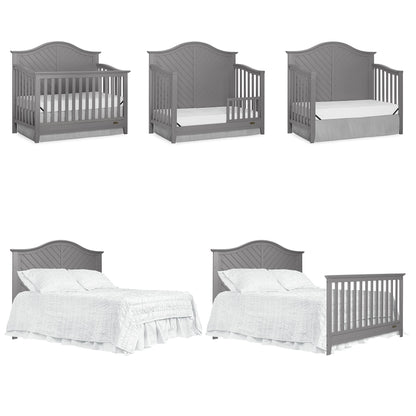 Dream On Me Ella 5-in-1 Full Size Convertible Crib in Storm Grey, Greenguard Gold Certified - WoodArtSupply