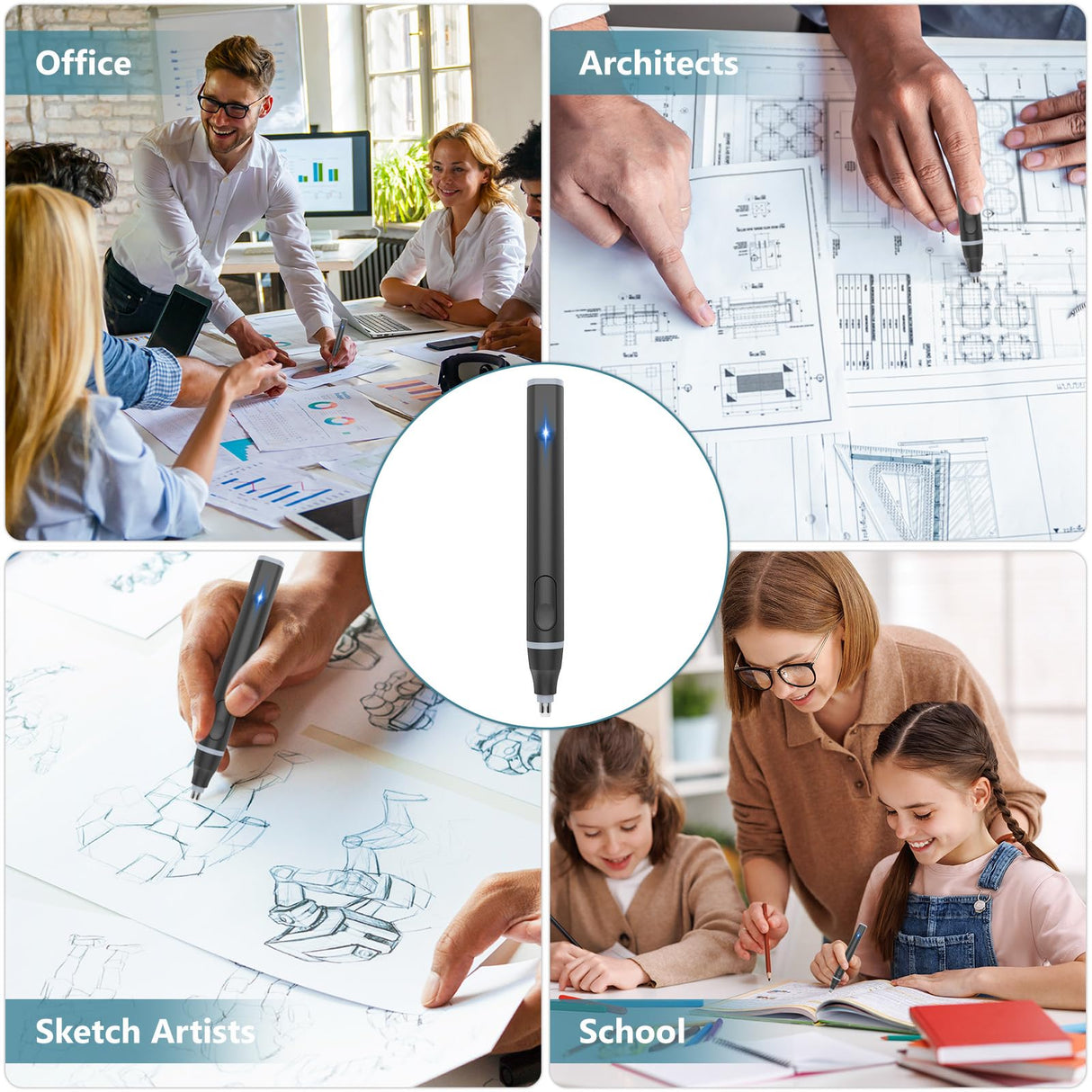 Foyucool Electric Eraser, USB C Rechargeable Pencil Eraser with 220 Eraser Refills, 2 Eraser Sizes, Comfort Grip Art Eraser for Drawing, Ideal for Artists, Students, Sketch, Engineers, Black Foyucool