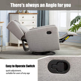 CANMOV Swivel Rocker Recliner Chair, Nursery Glider Chair, Nursery Rocking Chairs, Manual Reclining Chair, Grey CANMOV