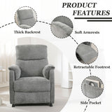 Electric Nursery Recliner Chair with Remote Control, Blue Power Recliner Chairs with Side Pockets. Small RecinerChairs for Adults, Mini Reclining Chair for Bedroom Living Room (Grey) HRVEOCEI