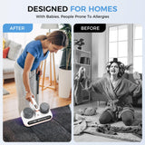 Amzany Mattress Vacuum Cleaner - 5-in-1 Cordless Bed Vacuum Cleaner, Powered by UV-C Light & Ultrasonic Technology, 16Kpa Strong Suction,Low Noise,Suitable for Dust, Pet Hair, Etc. Amzany