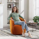 KIVENJAJA Swivel Barrel Chair, Teddy Sherpa Upholstered Modern Round Accent Arm Chairs, 360 Degree Swivel Small Single Sofa Armchair for Nursery Living Room Bedroom (Teddy, Orange) KIVENJAJA