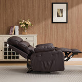 PU Leather Extra Wide Manual Recliner for Adults with Massage and Heat, Large Lazy Chair with 1.5X Sponge Comfort Arm and Back for Living Room, Bedroom PeacefulHues