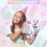 Nsrzua Gifts for 8 9 10 11 12 13 14 Year Old Girl - DIY Journal Kit for Girls,Toys for Ages 8-14 Girls and Birthday Gifts for Girls,Fun, Cute Art & Crafts Kits,Scrapbook & Diary Supplies Toy Set Nsrzua