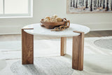 Signature Design by Ashley Isanti Modern Coffee Table with Marble Top, White & Light Brown Signature Design by Ashley