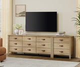 WAMPAT Dresser with 12 Drawers for Bedroom,Wooden Kids Dressers with Wide Chest of Drawers,Mid Century Modern Wooden Closet Storage Organizer,Large Wood Dressers for Living Room, Nursery,White Oak WAMPAT