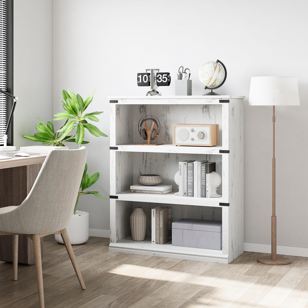 GAOMON 3 Tier Bookcase, Farmhouse Book Shelf with Storage Open Display Bookshelves, 40" Low Book Case Wooden 3 Shelf Bookcase Home Decor Furniture for Home Office, Living Room, Bed Room - White GAOMON