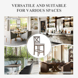 COLAMY Wooden Bar Stools Set of 2, Counter Height Bar Stools, Mid Century Modern Bar Stools with Backs, 25 Inch Upholstered Fabric Wooden Barstools for Kitchen Island Dining Room Bar, Light Brown Wash COLAMY