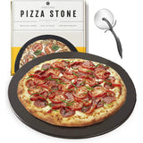 Heritage 15" Ceramic Pizza Stone Set - Non-Stick, Stain-Free with Bonus Cutter - Black Heritage Products