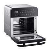 GoWISE USA 14.7-Quart Air Fryer Grill with Dual Heating Elements & Oven with Rotisserie, Dehydrator, Preheat and Broil Functions + 11 Accessories with 2 Recipe Books (Stainless Steel/Black), Ultimate GoWISE USA