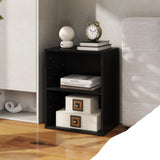 Tangkula 2-Tier Bookshelf, Open Shelf Bookcase with 7-Position Adjustable Shelf, Multifunctional Wooden Cubby Storage Display Shelf for Home Office Study Living Room (Black, 1) Tangkula