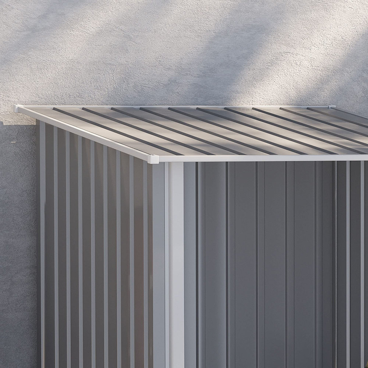 Outsunny 3.3' x 3.4' Outdoor Storage Shed, Galvanized Metal Utility Garden Tool House, Lockable Door for Backyard, Bike, Patio, Garage, Lawn, Gray Outsunny