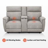 MCombo 70.8" Power Loveseat Recliner Sofa with Massage and Dual Heating, Adjustable Headrest, USB & Type C Port for Living Room, Fabric PR606M2 (Mist Grey) MCombo