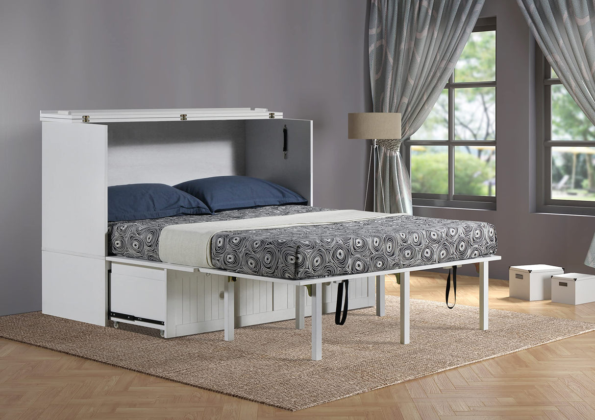 Mega Solutions Murphybedz Tuscany Murphy Cabinet Chest Bed with Charging Station 6 Inch, Queen (White) Mega Solutions