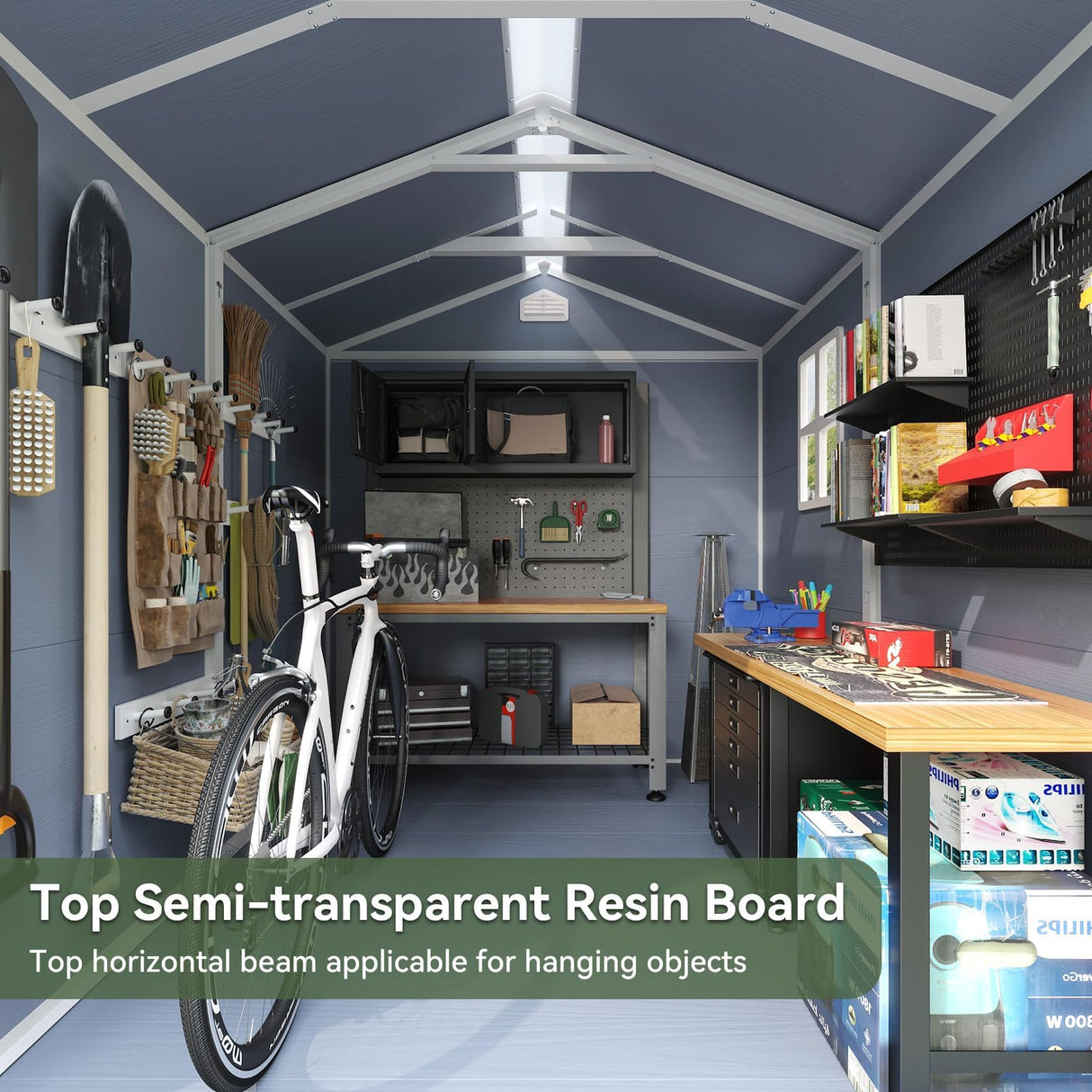 Aoxun 6X8 FT Resin Outdoor Storage Shed with Floor, Plastic Garden Shed with Lockable Door and Window, Tools House to Store Patio Furniture, Bike Accessories, Garbage Can and Lawn Mower - Grey Aoxun