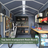 Aoxun 6X8 FT Resin Outdoor Storage Shed with Floor, Plastic Garden Shed with Lockable Door and Window, Tools House to Store Patio Furniture, Bike Accessories, Garbage Can and Lawn Mower - Grey Aoxun