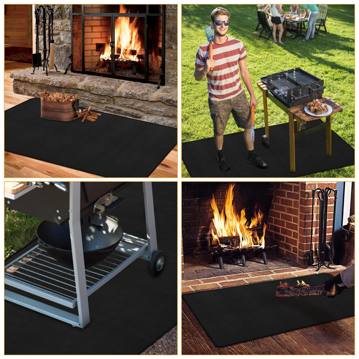 26x46inch Fireproof Hearth Mats for Fireplaces Fire Resistant Rectangle Fire Pit Mat,Fireproof Grill Pads,Under Grill Mat for Outdoor Charcoal, Smokers, Gas Grills, Deck and Patio Protective Mats Svepndic