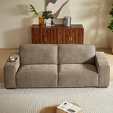 ONBRILL 90" Oversized Sofa, 23" Deep Seat Couch with Wide Arms, Chenille Fabric Couch w/Comfortable Cushion Back, Modern Upholstered Loveseat, Easy Assembly, Comfy Couch for Living Room, Office, Brown ONBRILL