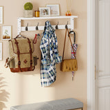 AMBIRD Coat Rack Wall Mount with Shelf, 28.9 Inches Coat Hooks Wall Mounted with 5 Hooks, Hat Wall Hooks for Hanging in Entryway, Living Room, Bathroom, Bedroom (White, 28.9 * 4.5 inches) AMBIRD