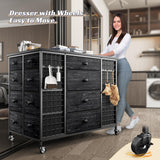 EnHomee 24 Drawers Black Dresser for Bedroom, Dressers & Chests of Drawers with 4 Wheels and 40“ * 23” Wide Wooden Top, Metal Frame, Organizer Island with Hooks for Bedroom, Cloakroom, Dressing Room EnHomee