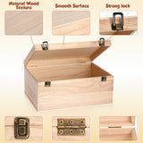 Wesiti 2 Pcs Unfinished Wooden Box 14 x 10 x 6.5 Inch Treasure Chest Craft Box with Hinged Lid Rustic Large Paint Box Stash Crate for Storage Carving DIY Gift Wesiti