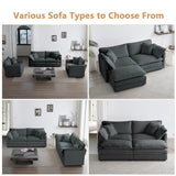 mikibama Modular Sectional Sofa, 111.5 Inch U Shaped Couch Set for Living Room, 3-Seater Comfy Cloud Couches with Movable Ottoman, DIY Combination, Chenille, Grey mikibama