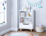 UTEX Kids Bookshelf, Children Bookcases with Storage and Drawer, Wood Kids Toy Storage Organizer for Playroom, Nursery School, White UTEX